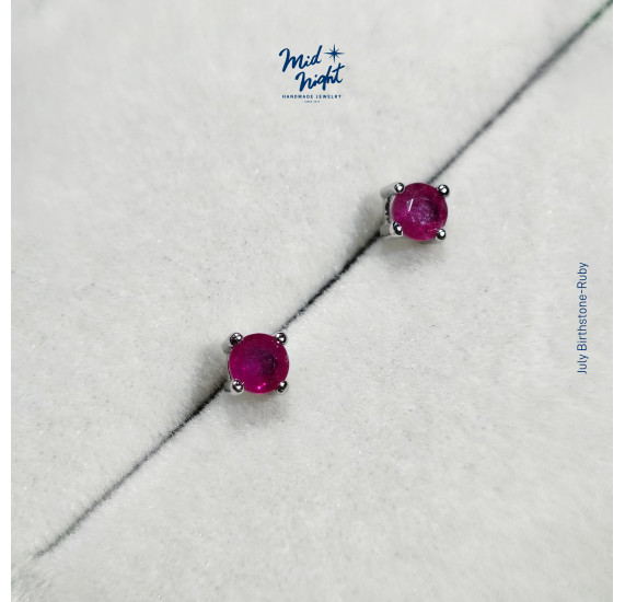 July Birthstone-Ruby Simple Earrings